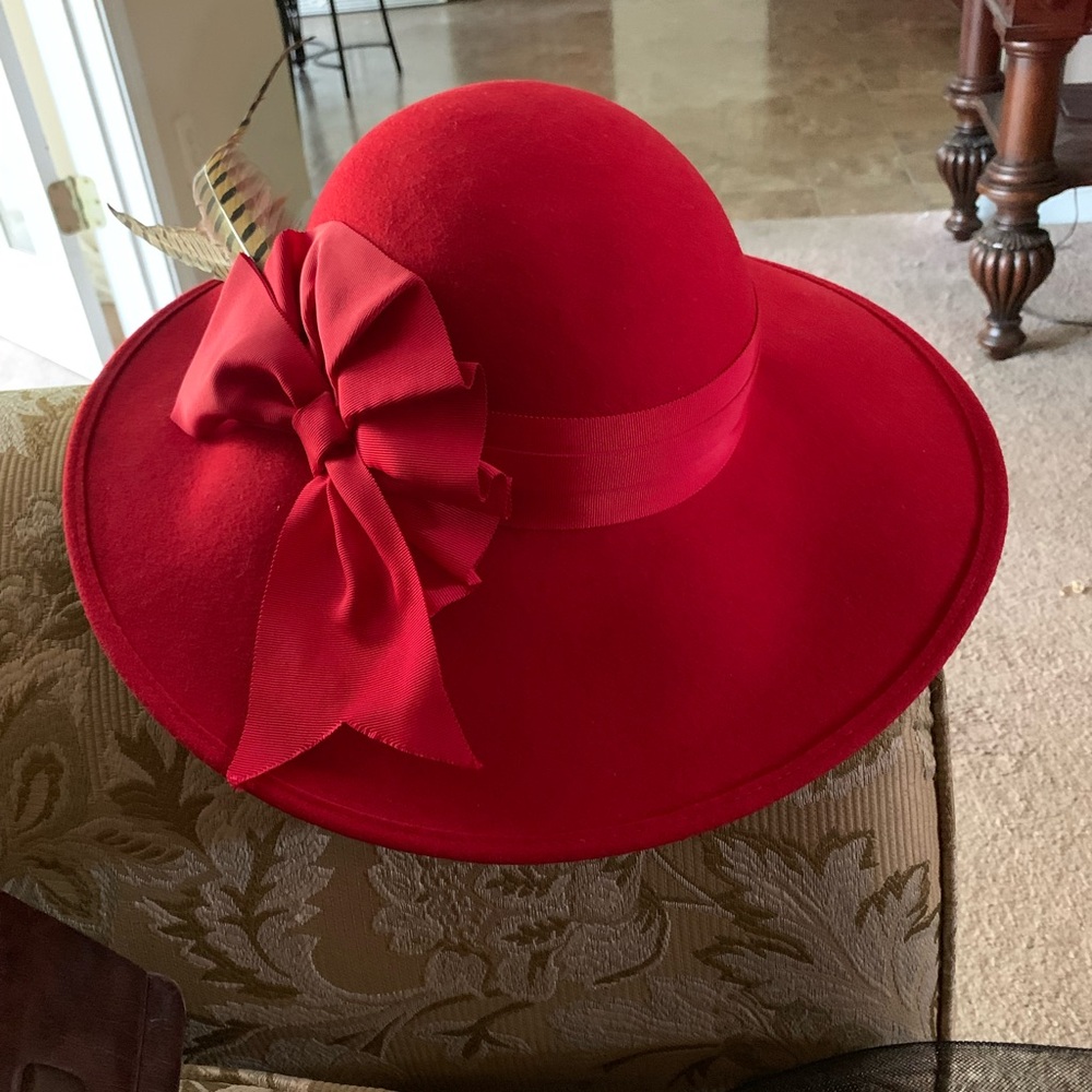 Elegant Red Women's Hat with Bow